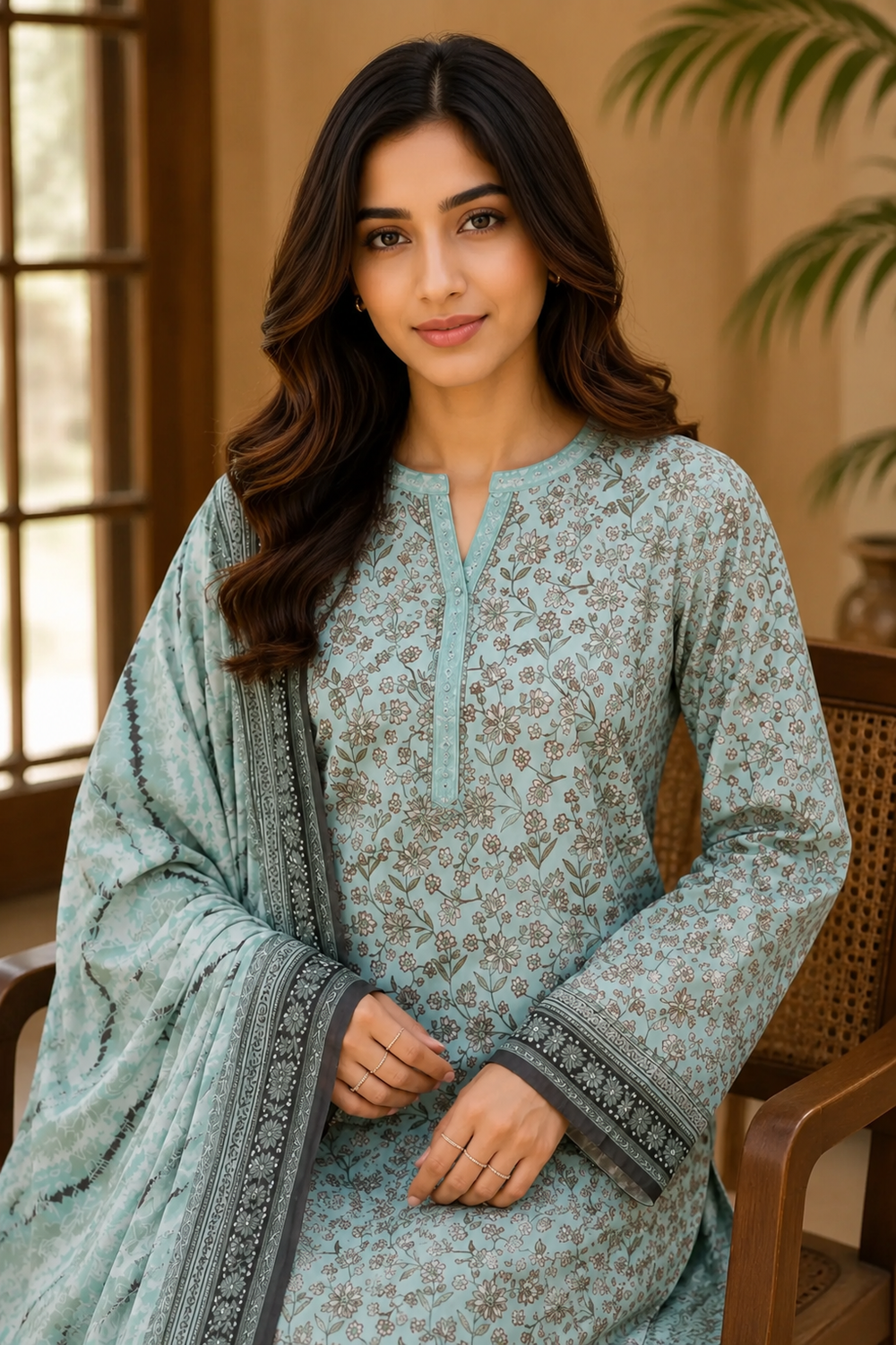 3PCs PRINTED LAWN UNSTITCHED SUIT