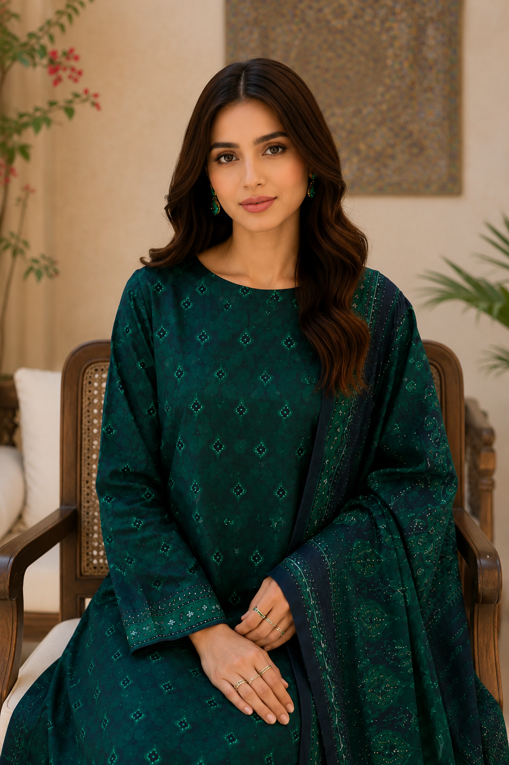 3PCs PRINTED LAWN UNSTITCHED SUIT