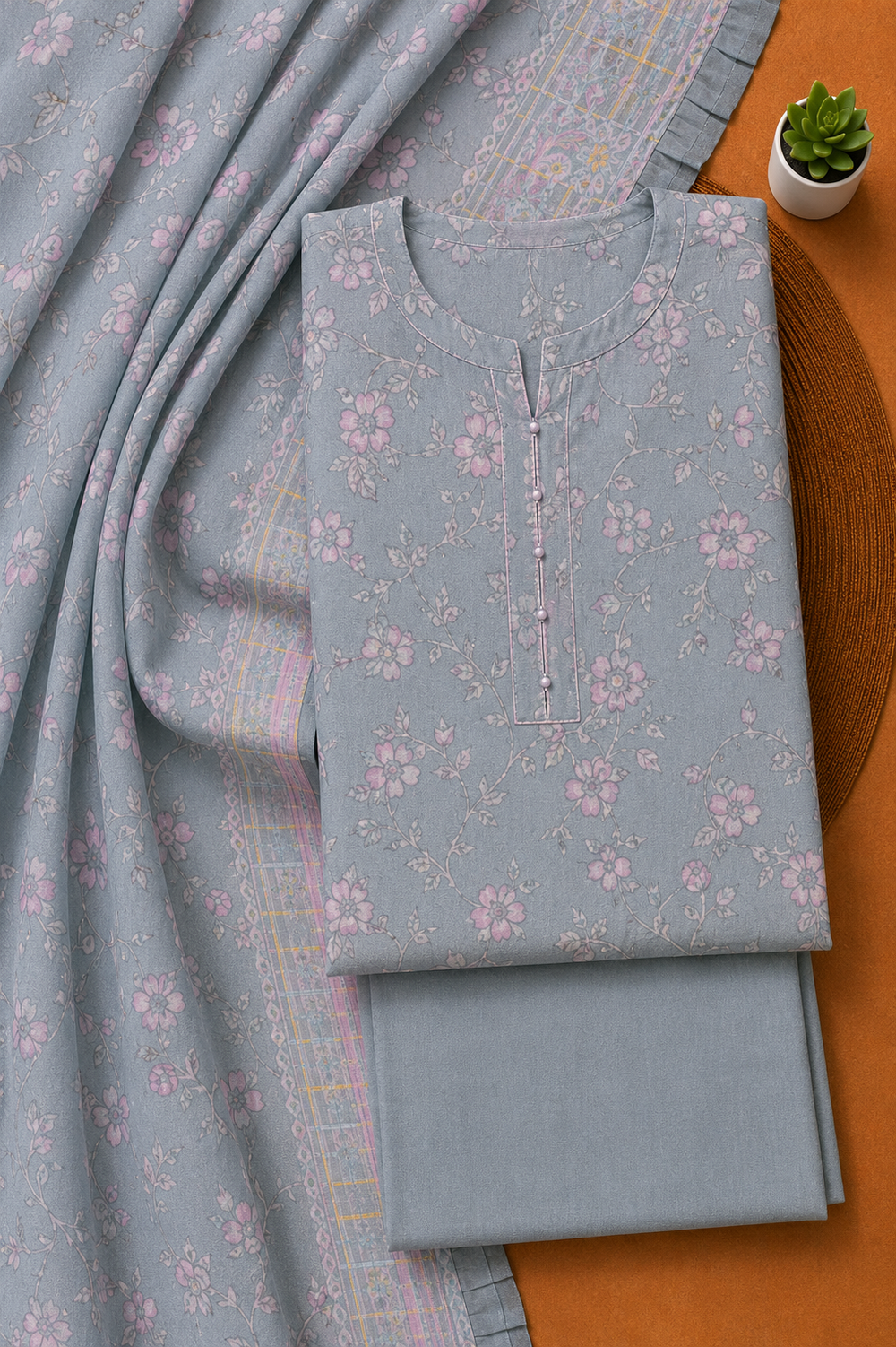 PRINTED 3PCs LAWN SUIT