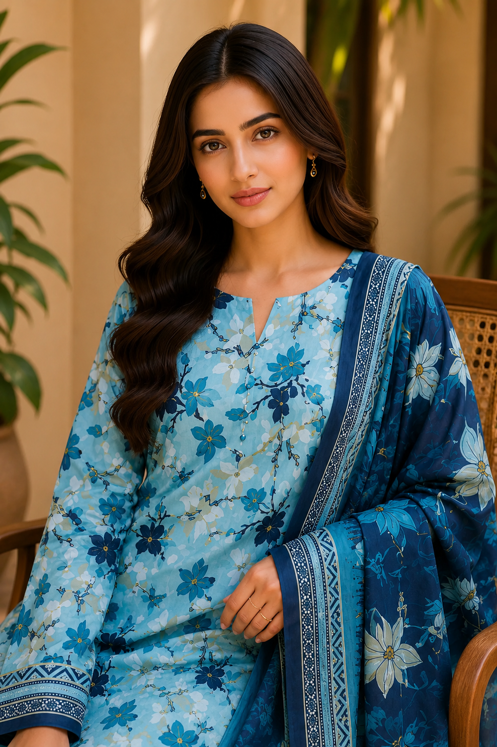 3PCs PRINTED LAWN UNSTITCHED SUIT