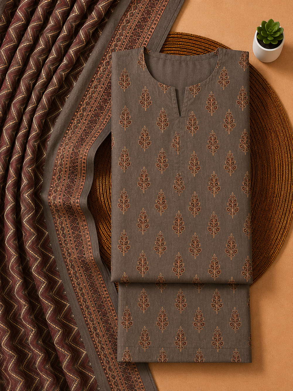 PRINTED 3PCs LAWN SUIT