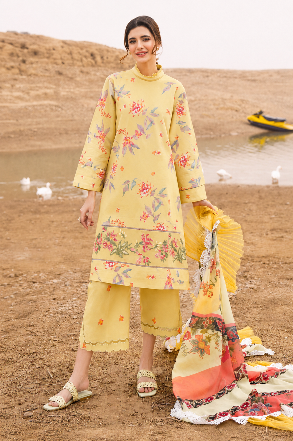 Lawn 3PC Unstitched Suit - BL