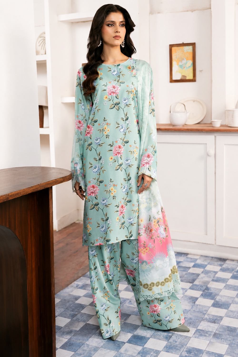 Lawn 3PC Unstitched Suit - BL