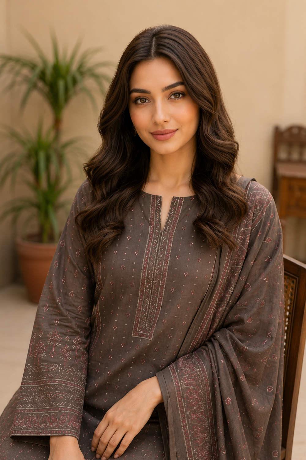3PCs PRINTED LAWN UNSTITCHED SUIT