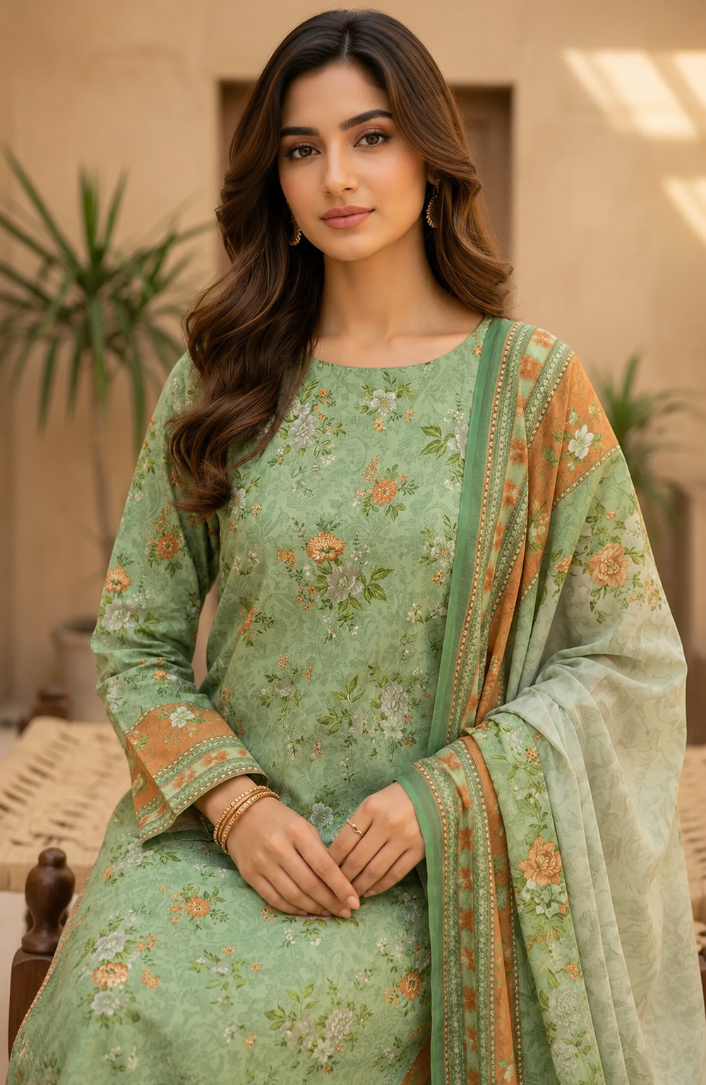 3PCs PRINTED LAWN UNSTITCHED SUIT