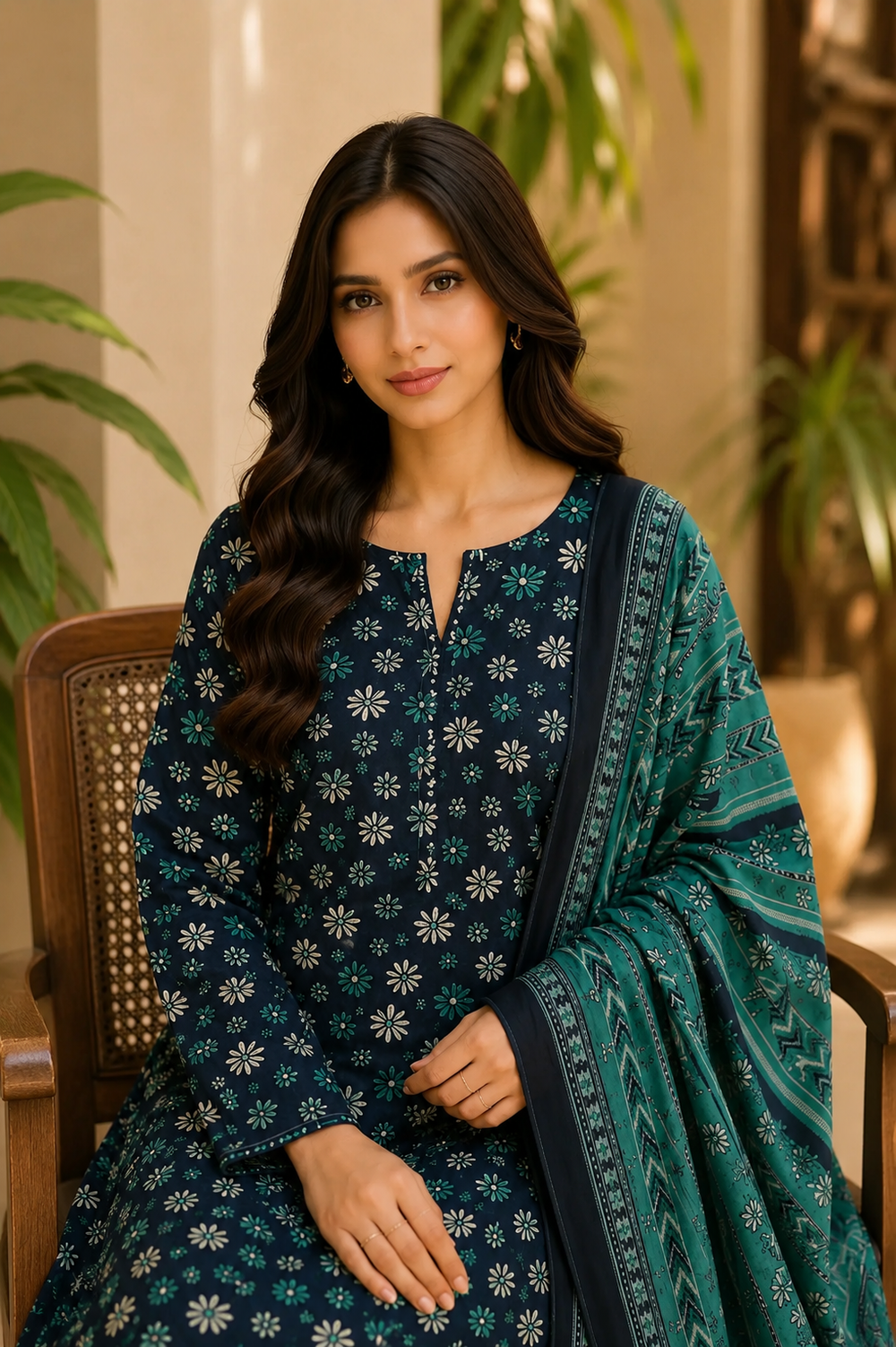 3PCs PRINTED LAWN UNSTITCHED SUIT