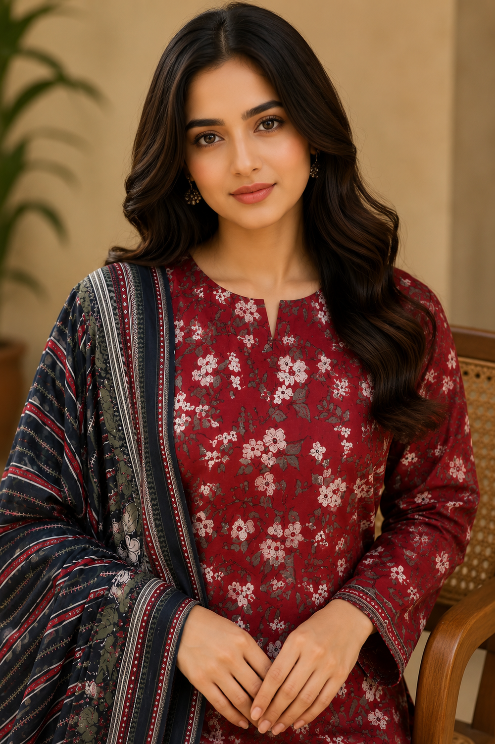 3PCs PRINTED LAWN UNSTITCHED SUIT
