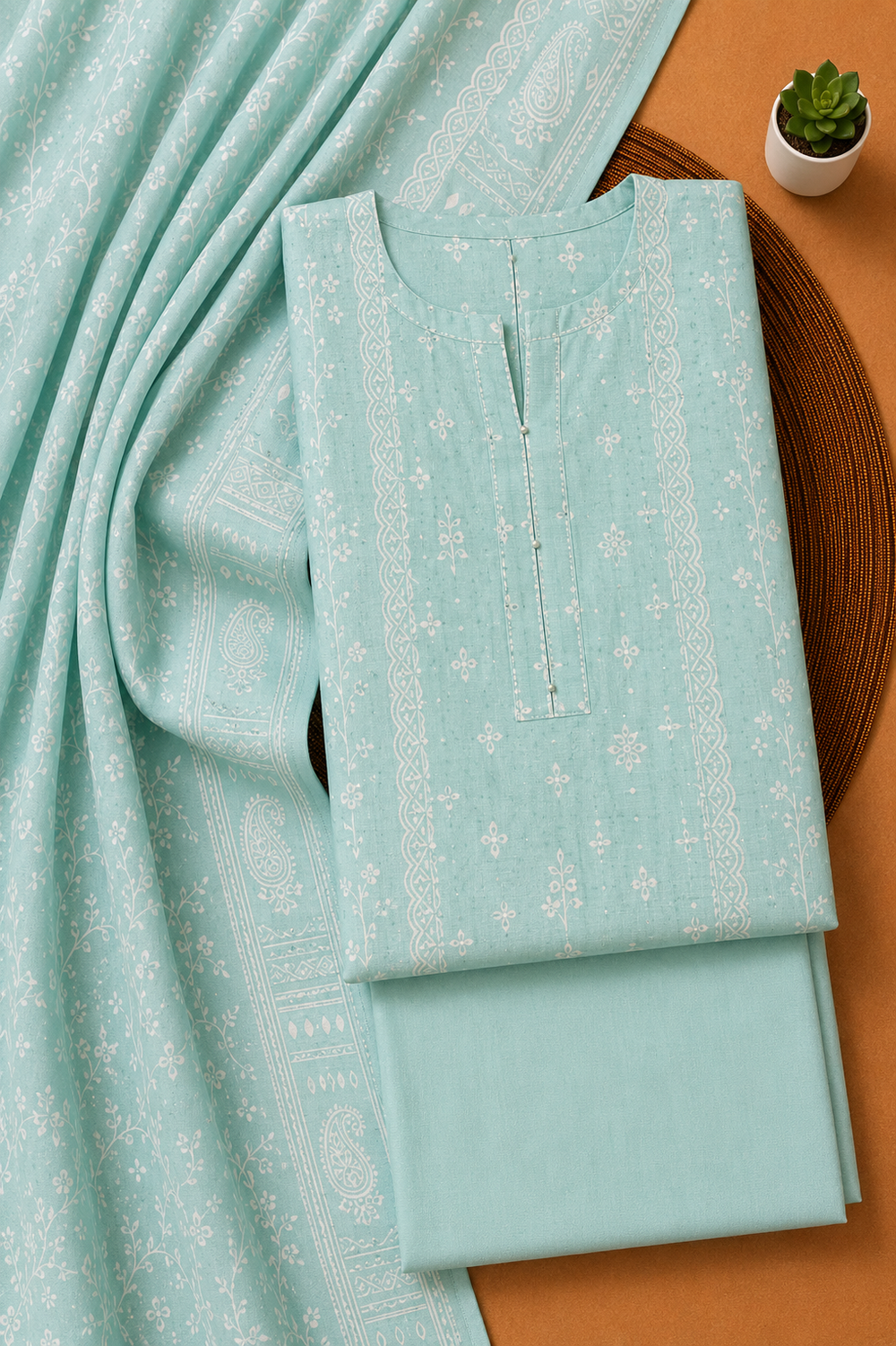 PRINTED 3PCs LAWN SUIT