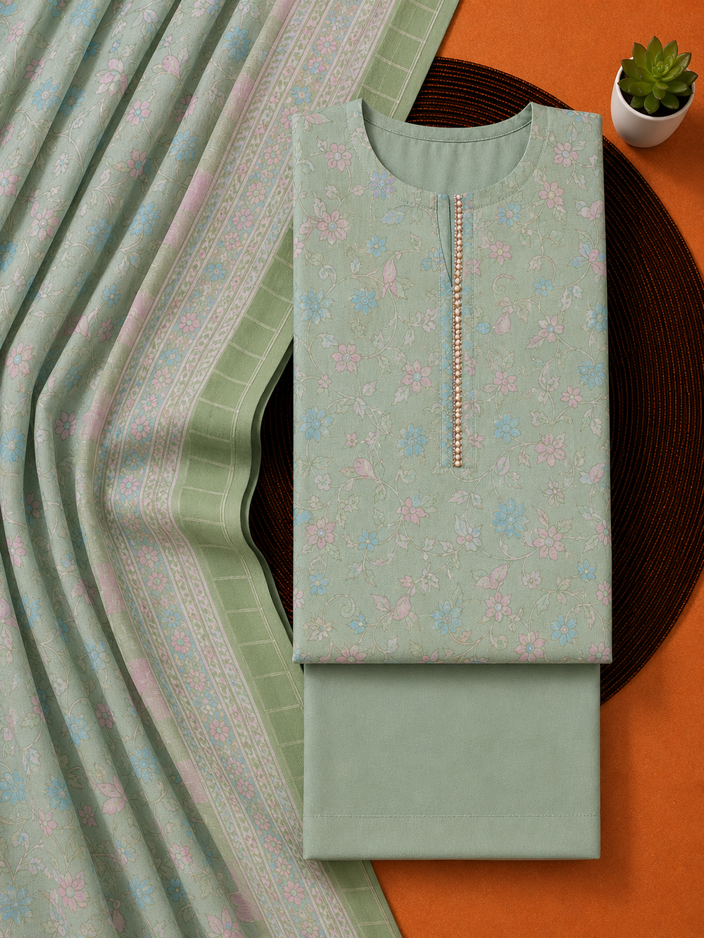 PRINTED 3PCs LAWN SUIT