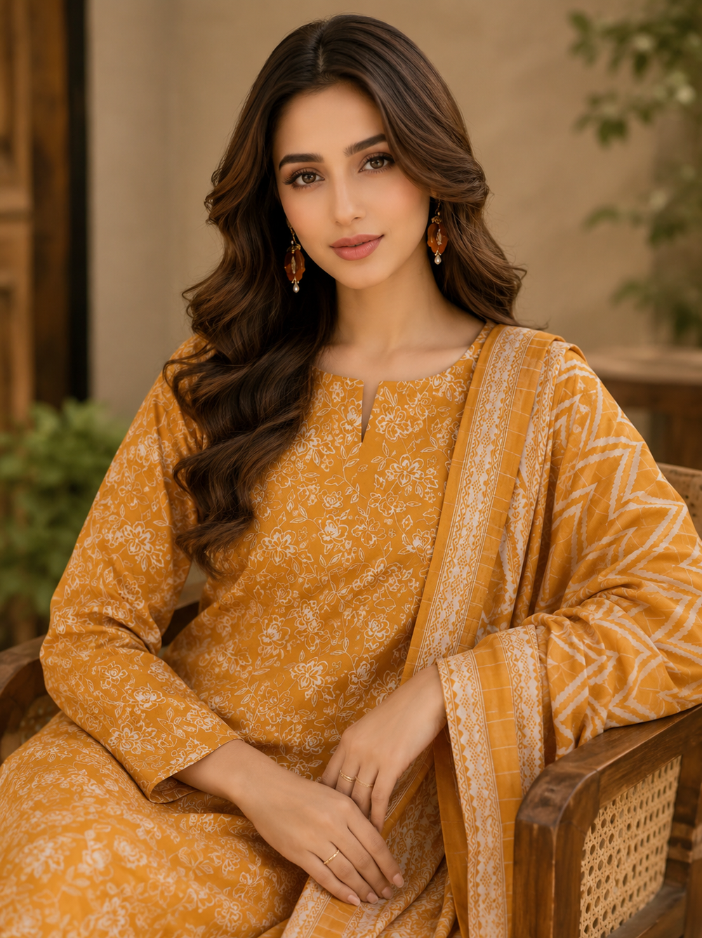 3PCs PRINTED LAWN UNSTITCHED SUIT