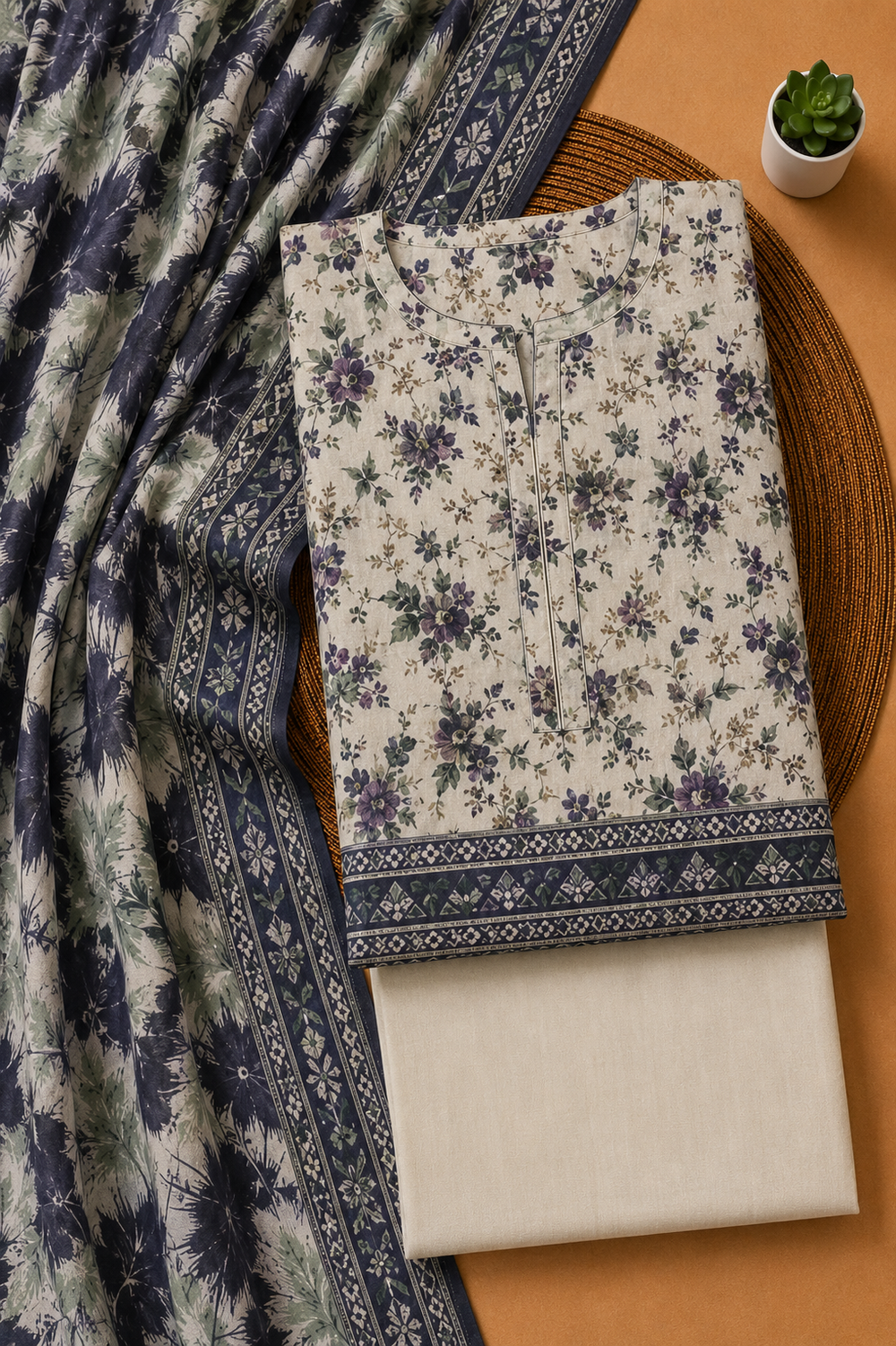PRINTED 3PCs LAWN SUIT