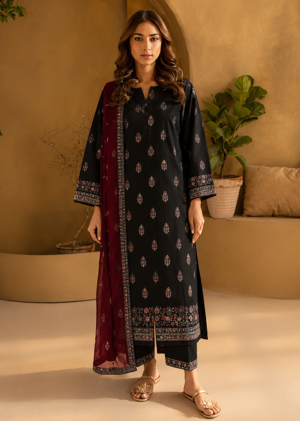 Lawn 3PC Unstitched Suit - BL
