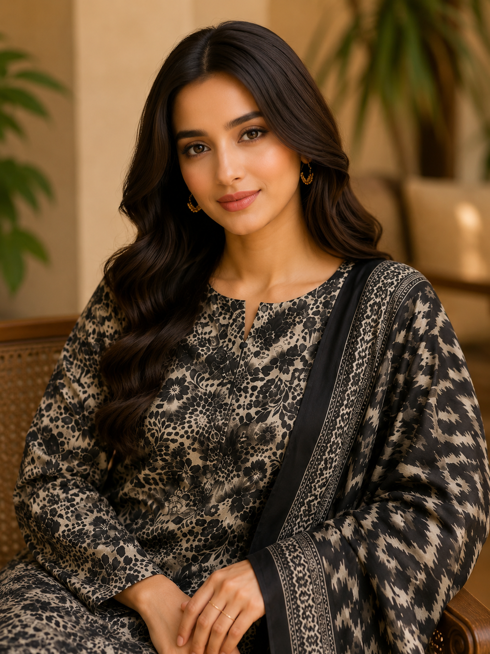 3PCs PRINTED LAWN UNSTITCHED SUIT