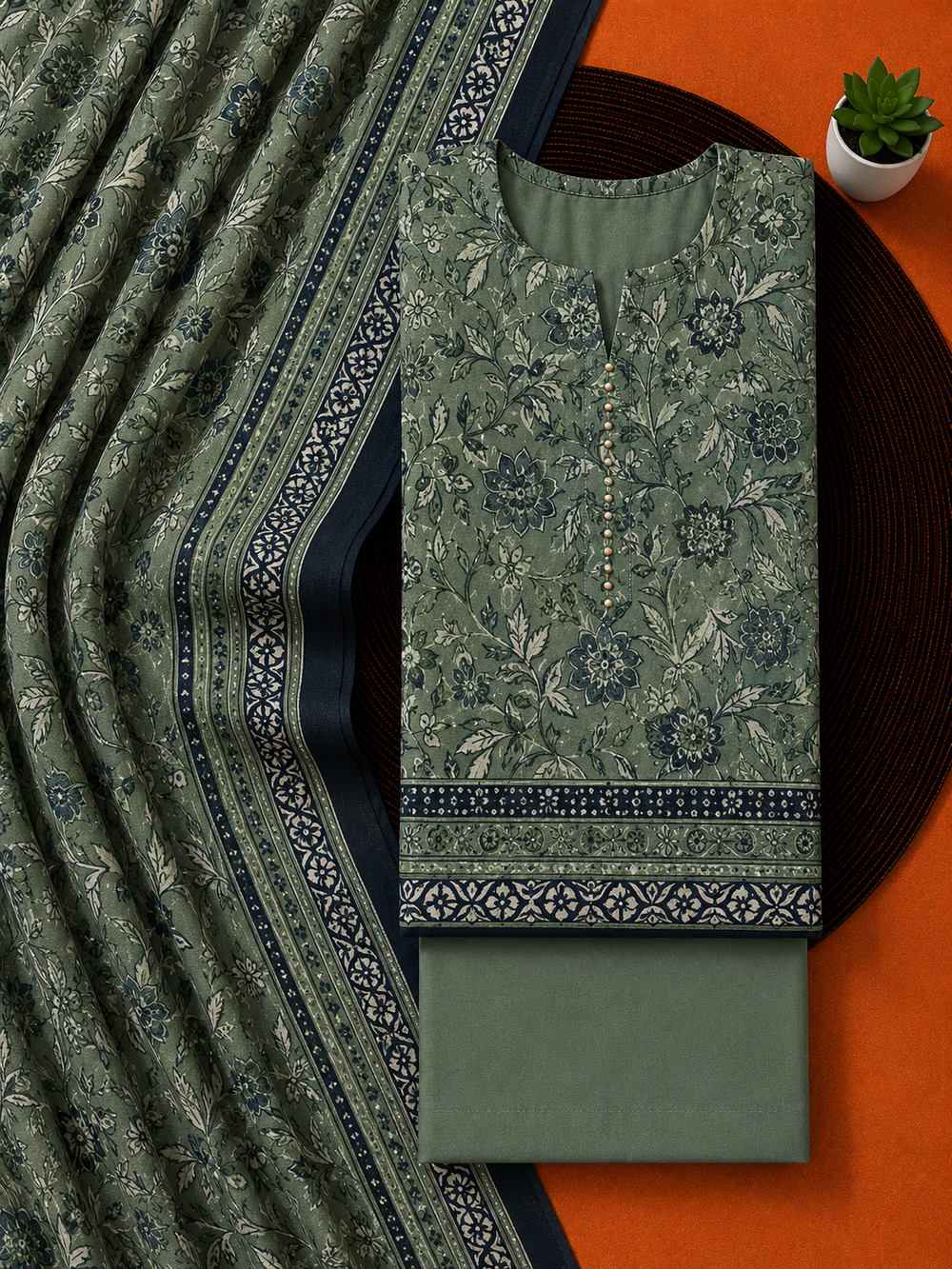 PRINTED 3PCs LAWN SUIT