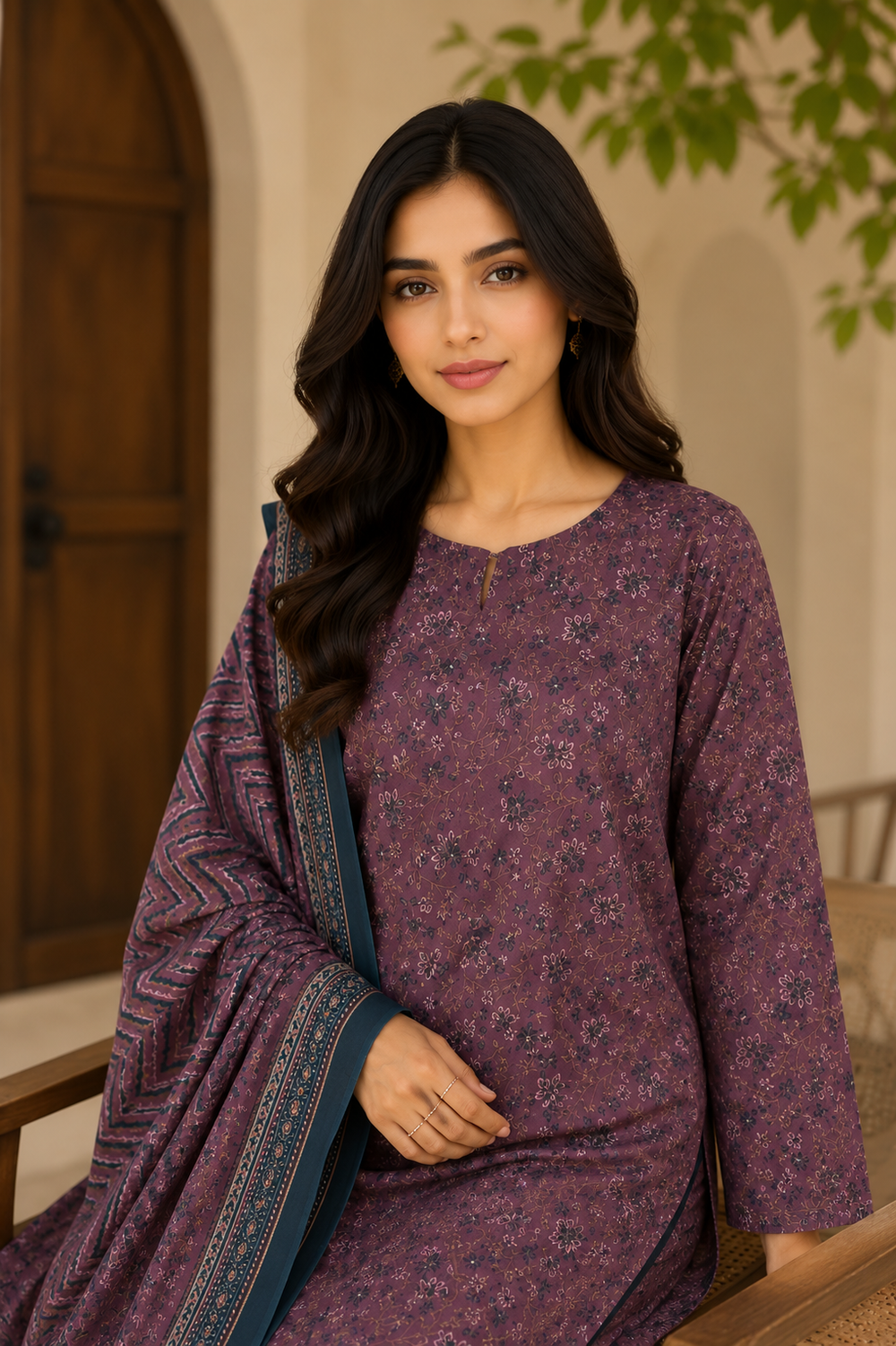 3PCs PRINTED LAWN UNSTITCHED SUIT