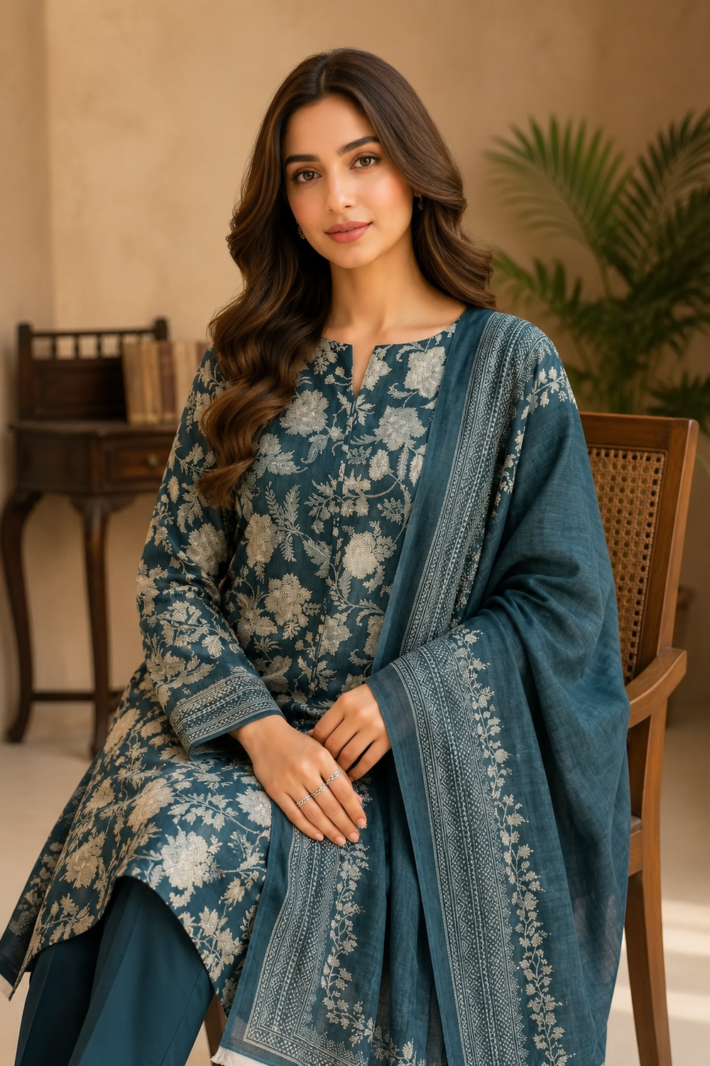3PCs PRINTED LAWN UNSTITCHED SUIT