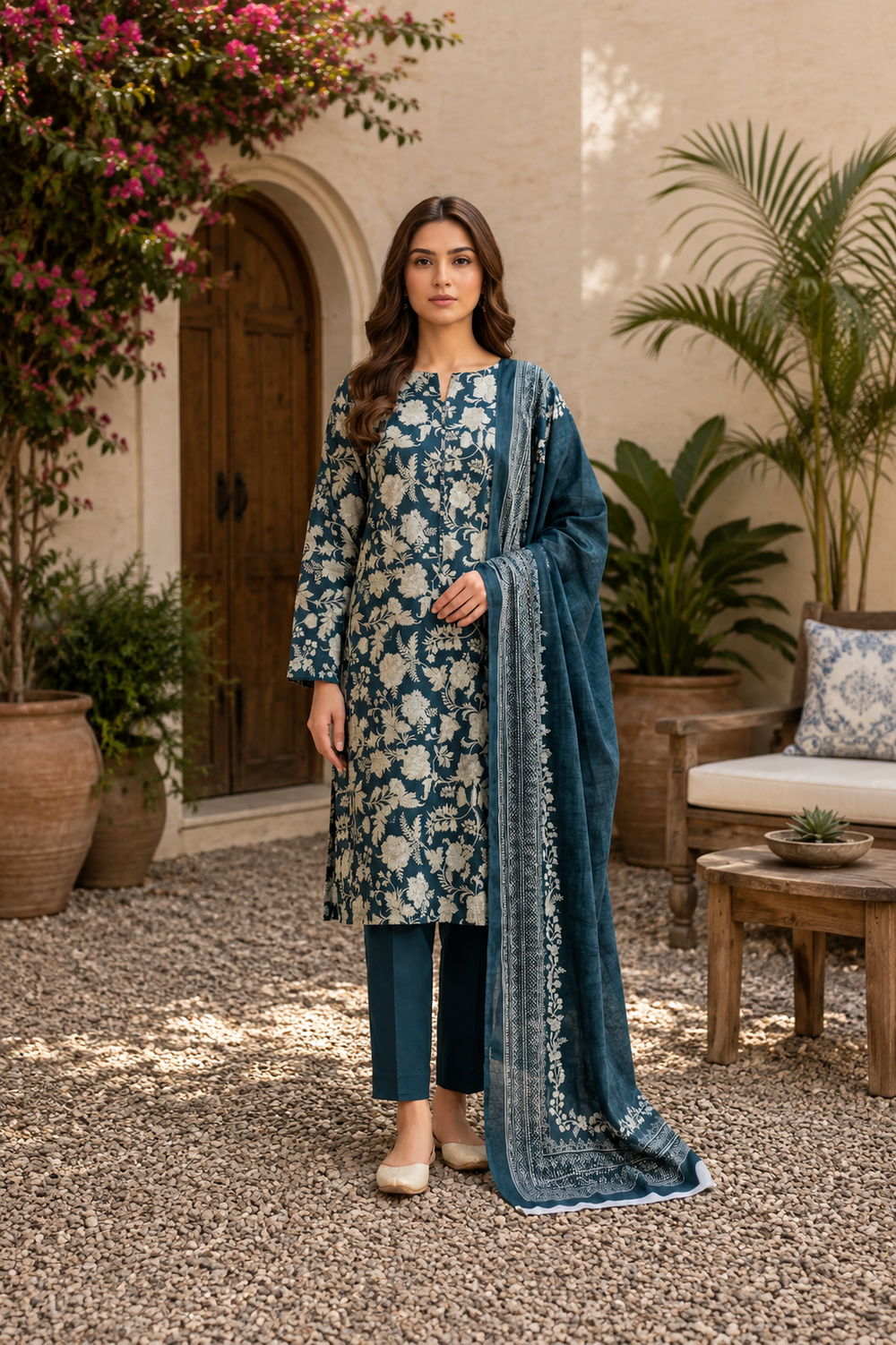 3PCs PRINTED LAWN UNSTITCHED SUIT