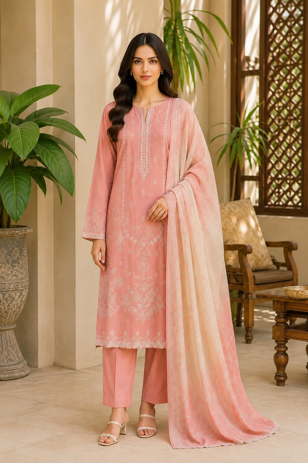 3PCs PRINTED LAWN UNSTITCHED SUIT