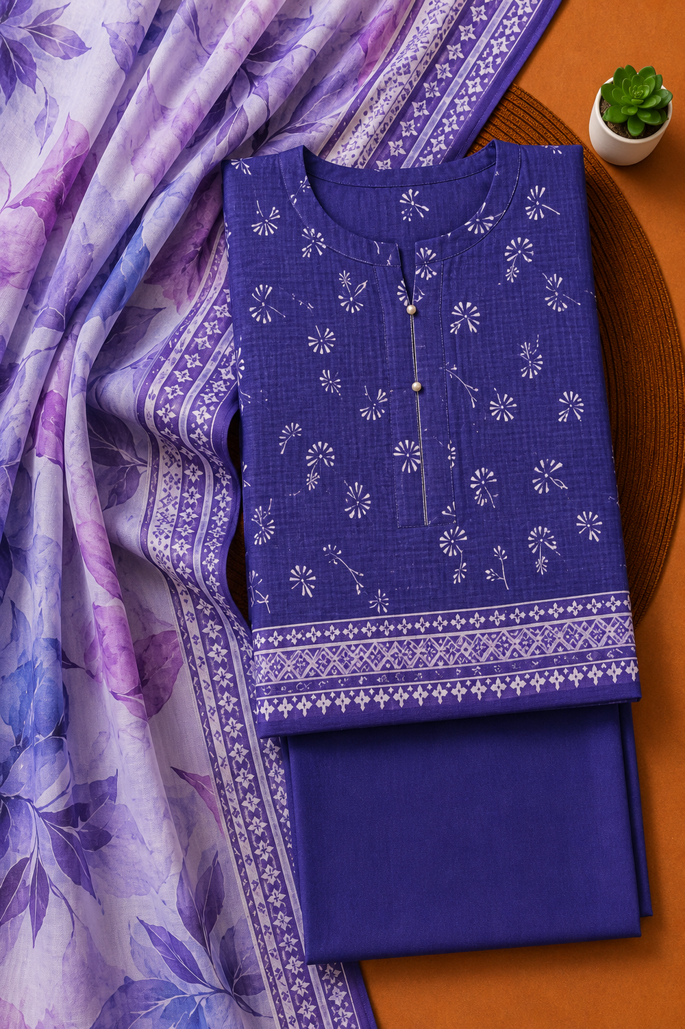 PRINTED 3PCs LAWN SUIT