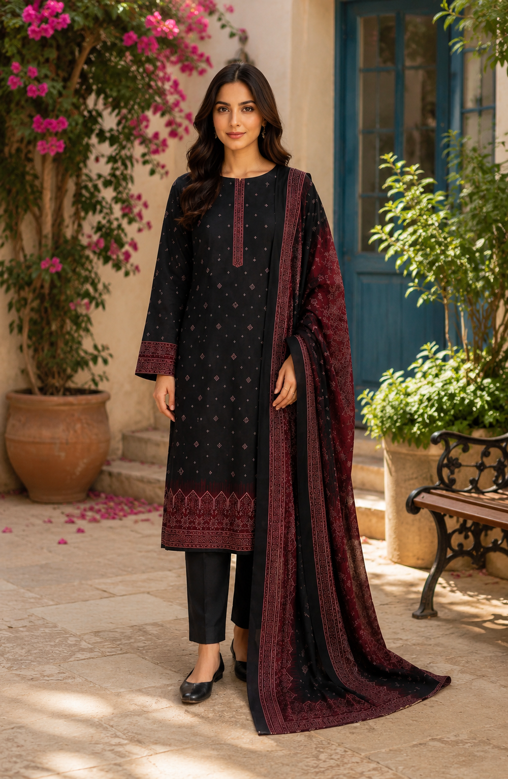 3PCs PRINTED LAWN UNSTITCHED SUIT