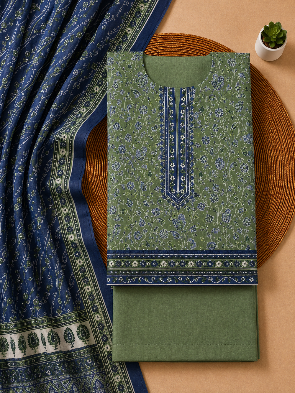 PRINTED 3PCs LAWN SUIT