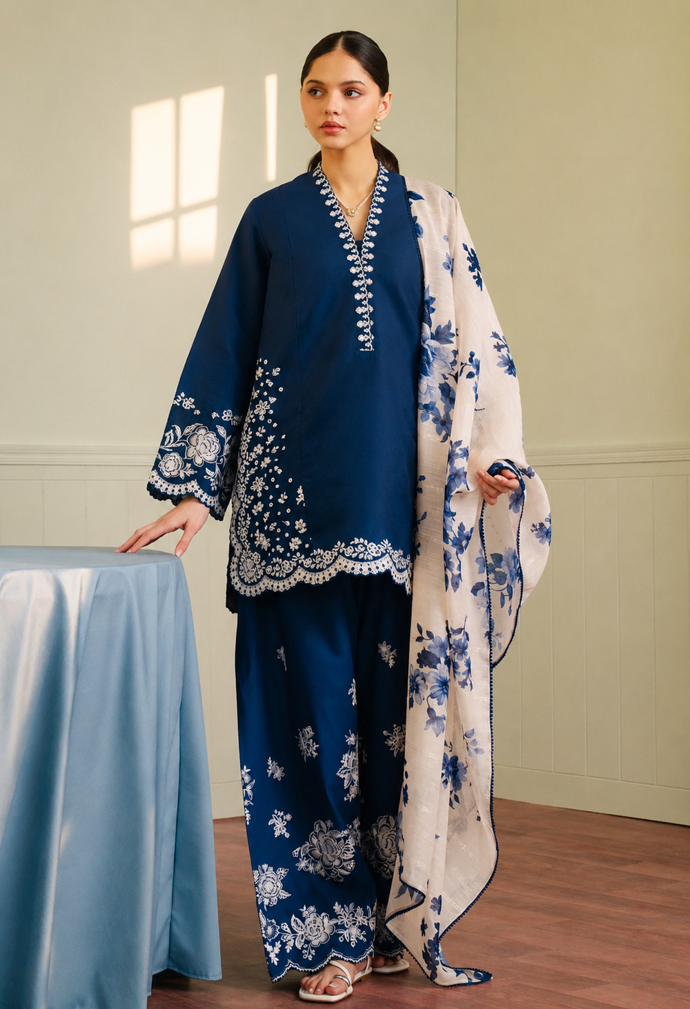 Lawn 3PC Unstitched Suit - BL