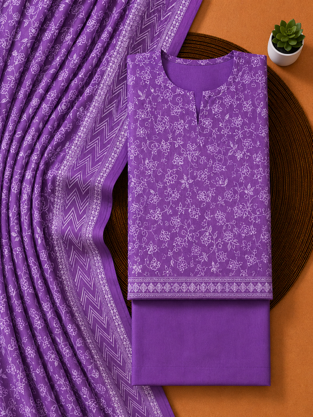 PRINTED 3PCs LAWN SUIT