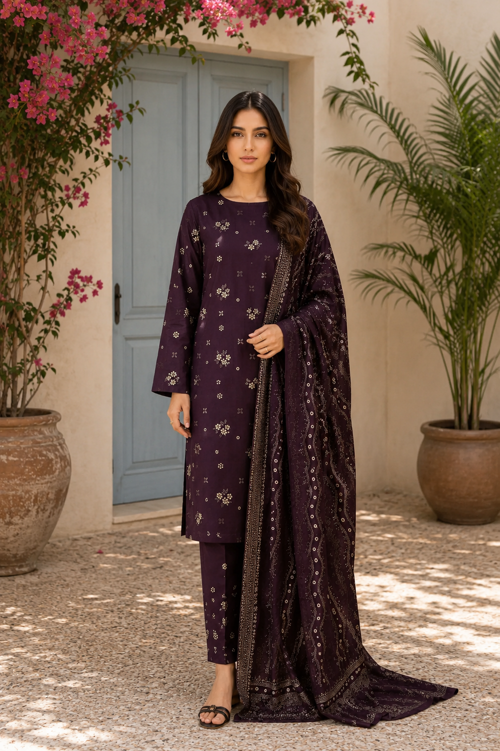 3PCs PRINTED LAWN UNSTITCHED SUIT