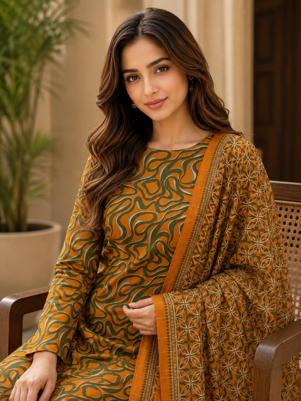 3PCs PRINTED LAWN UNSTITCHED SUIT