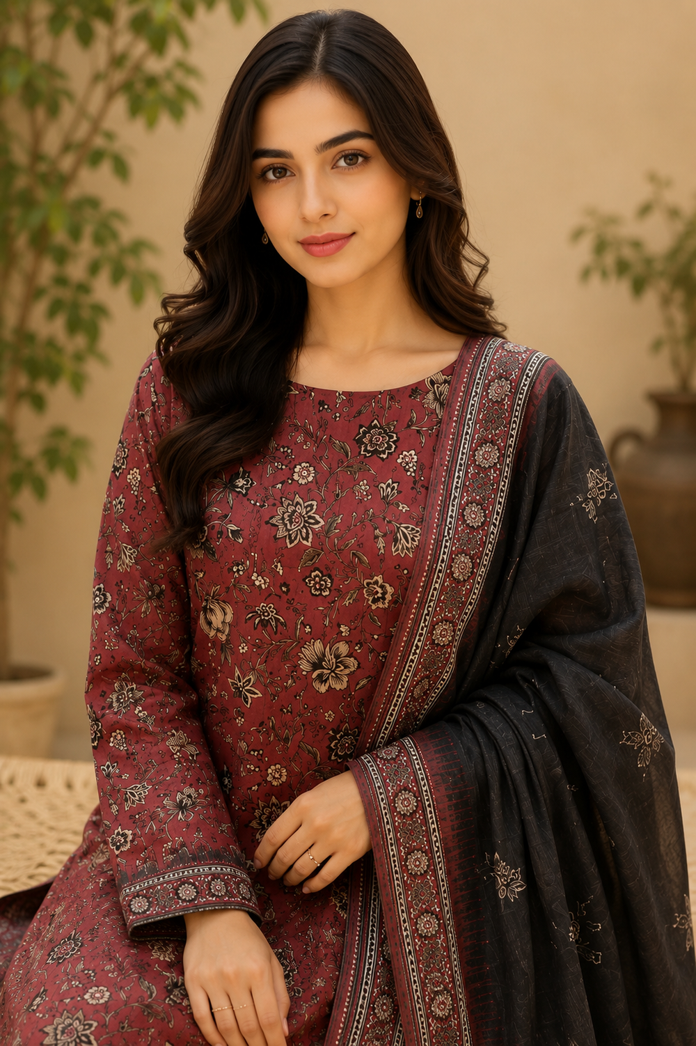 3PCs PRINTED LAWN UNSTITCHED SUIT