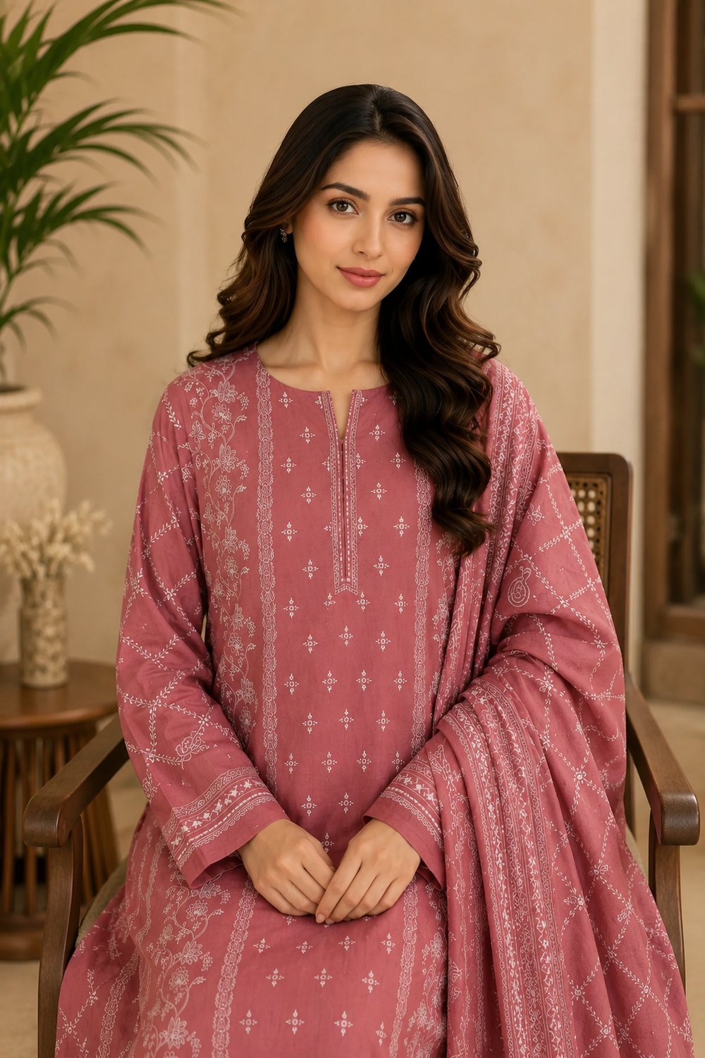 3PCs PRINTED LAWN UNSTITCHED SUIT