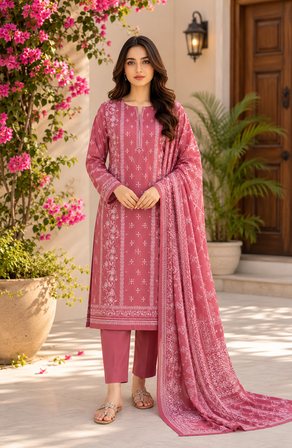 3PCs PRINTED LAWN UNSTITCHED SUIT