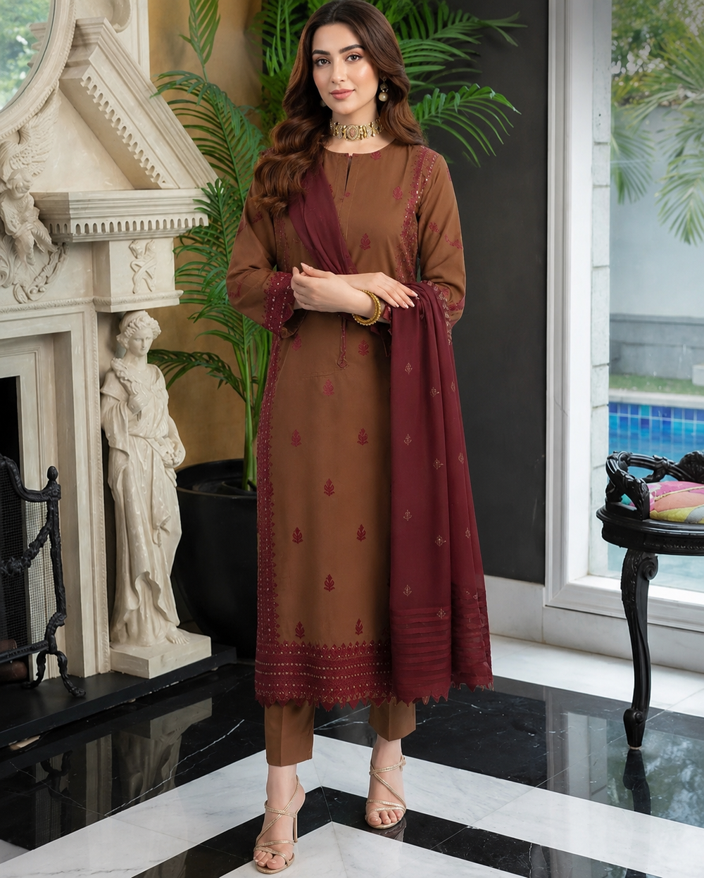 Lawn 3PC Unstitched Suit - BL