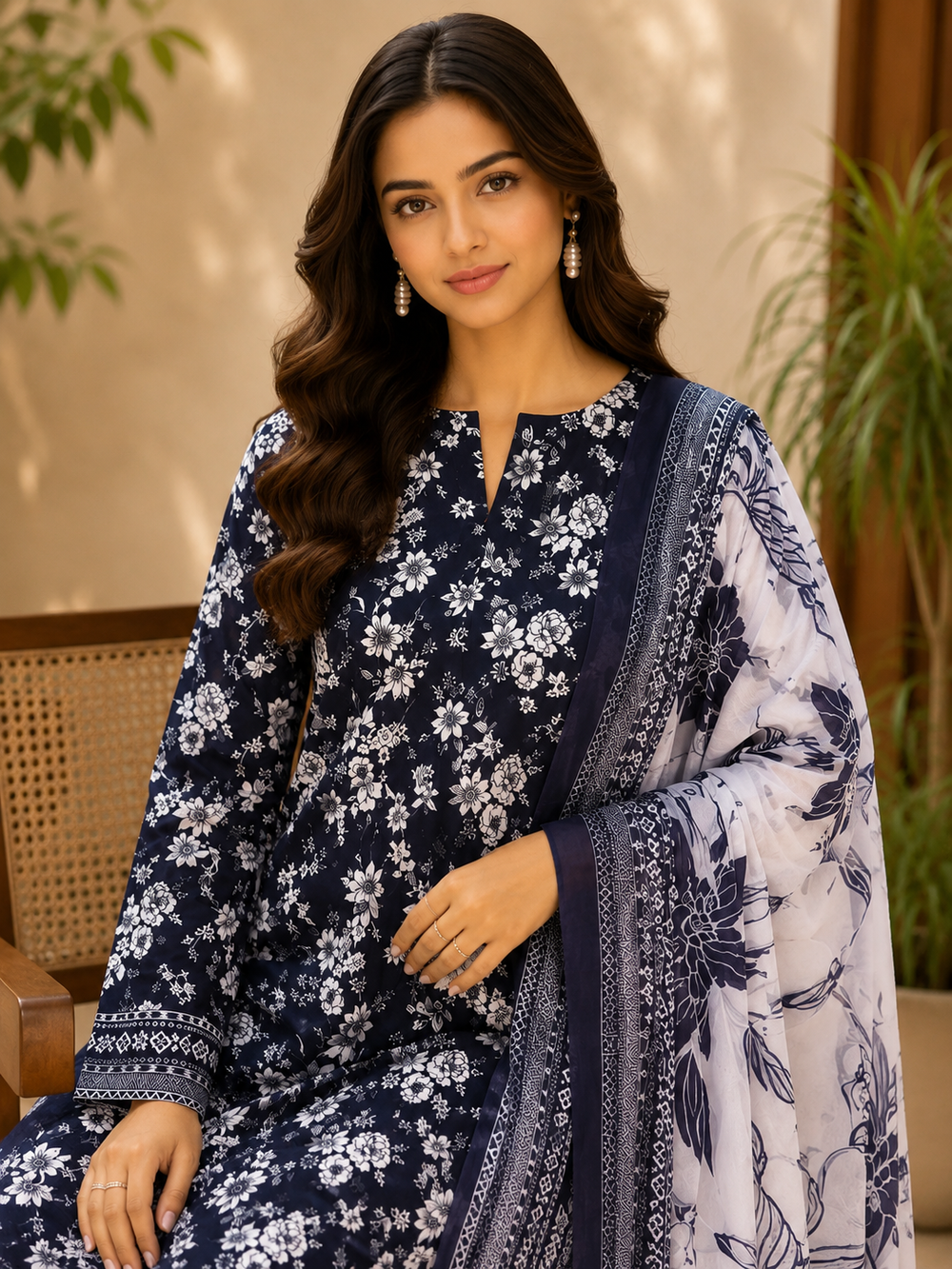 3PCs PRINTED LAWN UNSTITCHED SUIT