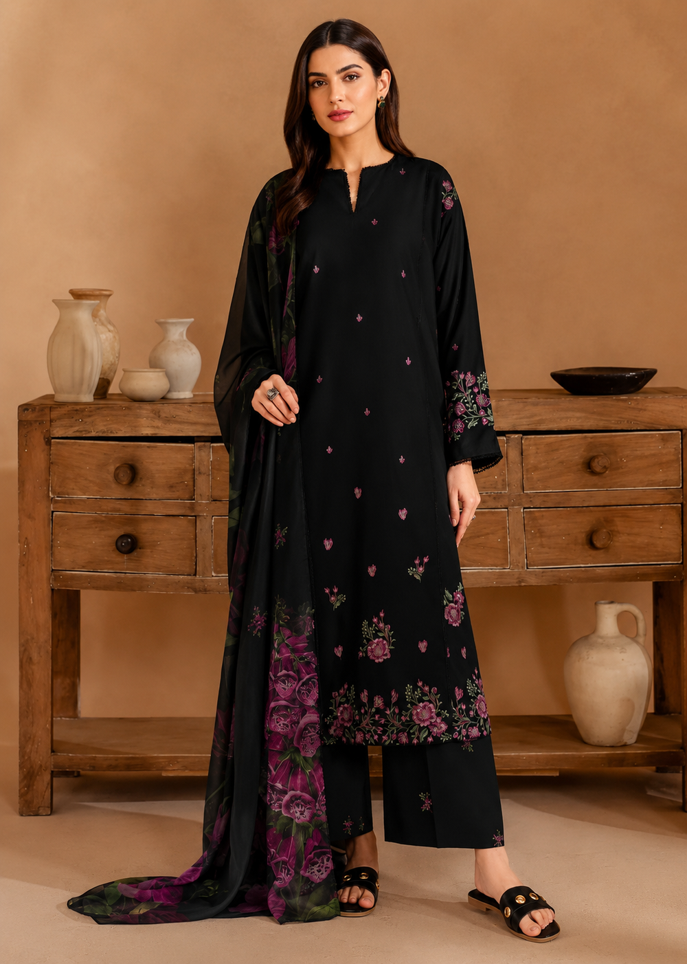Lawn 3PC Unstitched Suit - BL