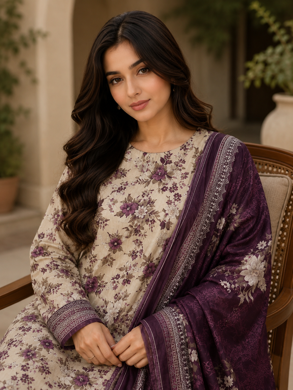 3PCs PRINTED LAWN UNSTITCHED SUIT