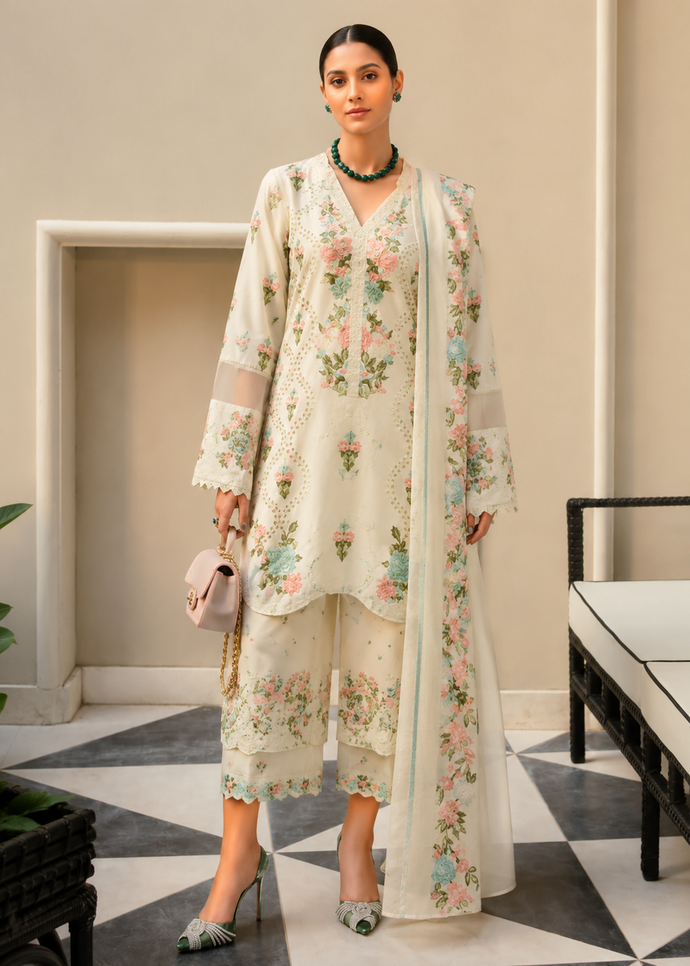 Lawn 3PC Unstitched Suit - BL