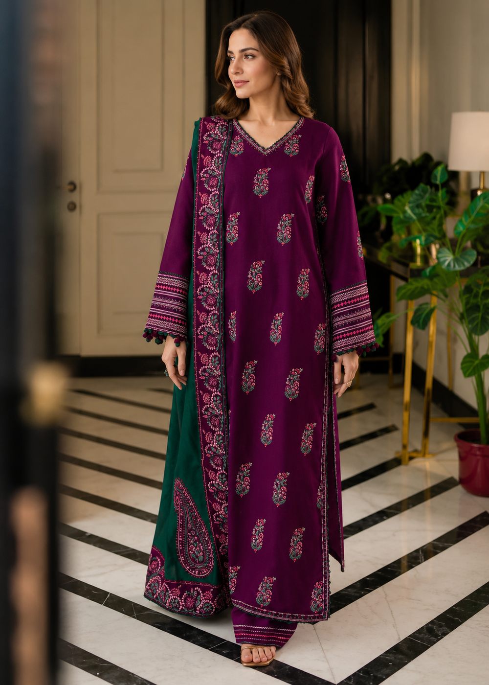 Lawn 3PC Unstitched Suit - BL