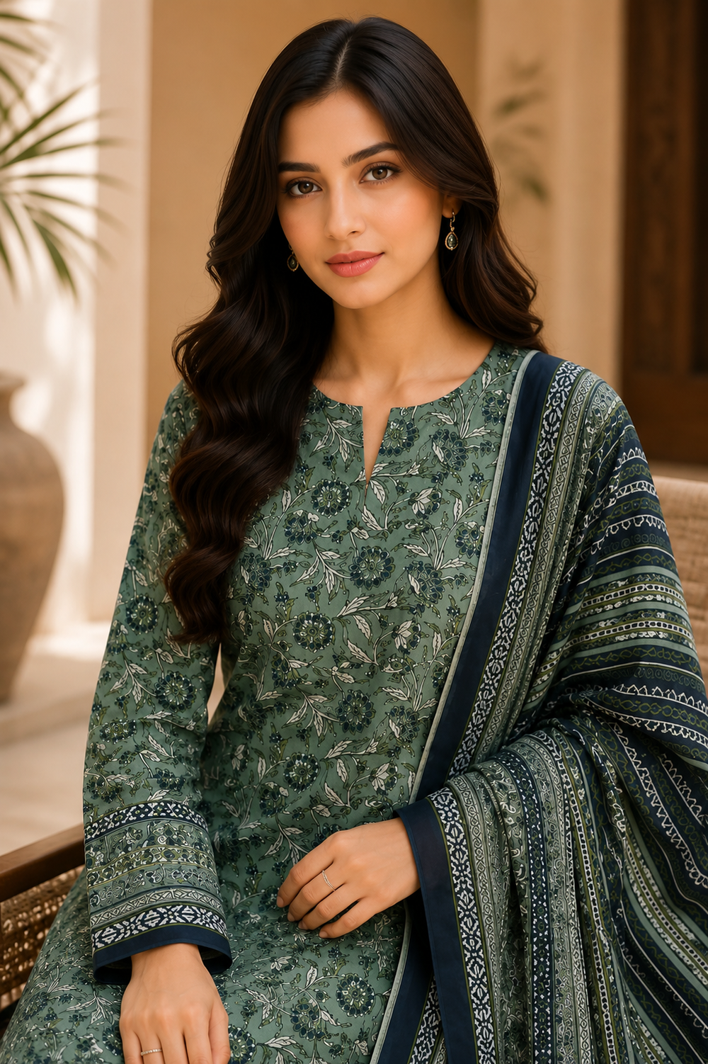 3PCs PRINTED LAWN UNSTITCHED SUIT