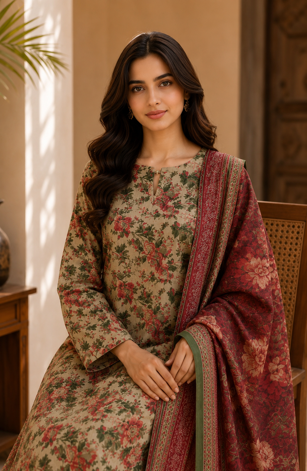 3PCs PRINTED LAWN UNSTITCHED SUIT