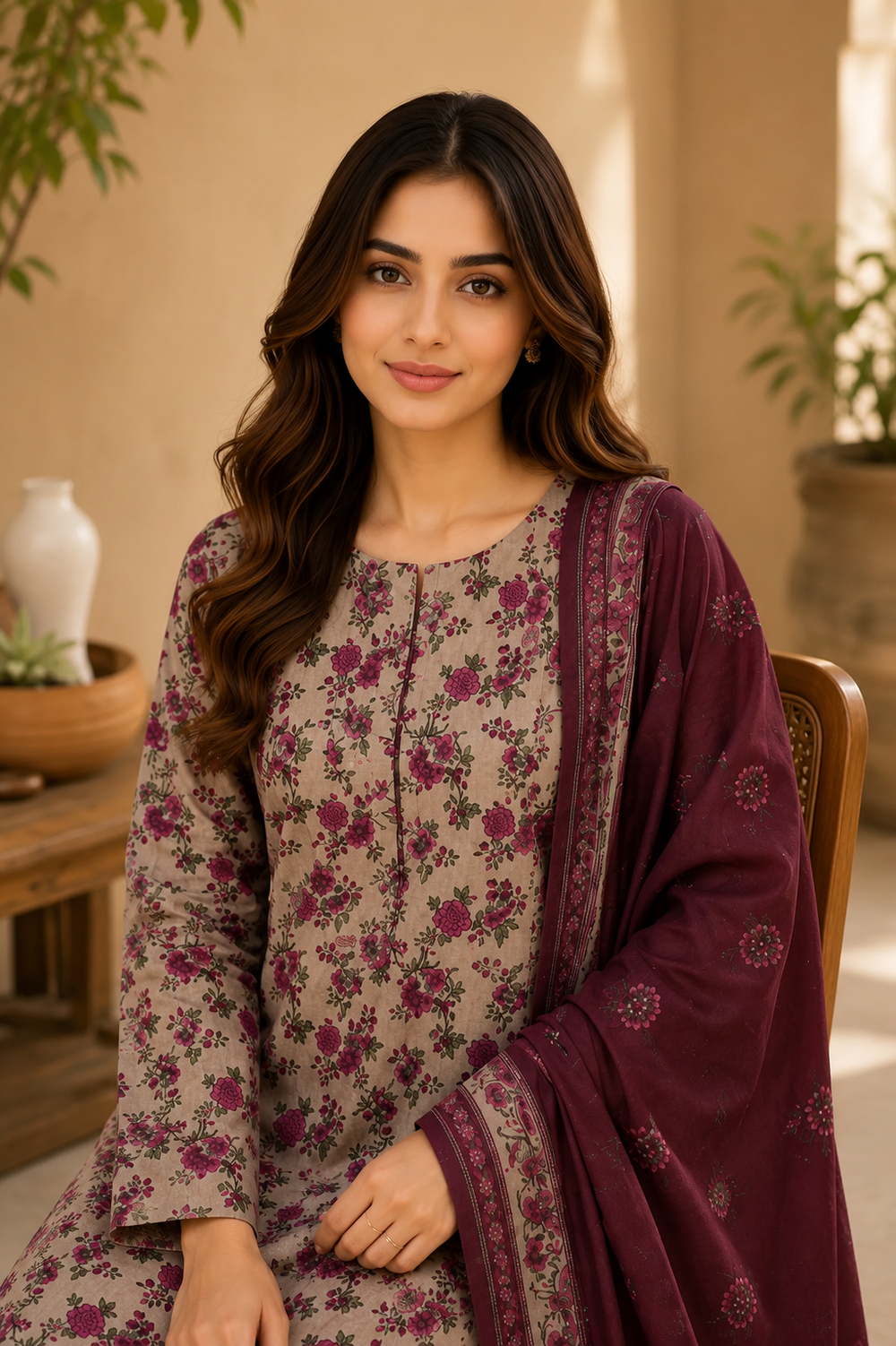 3PCs PRINTED LAWN UNSTITCHED SUIT