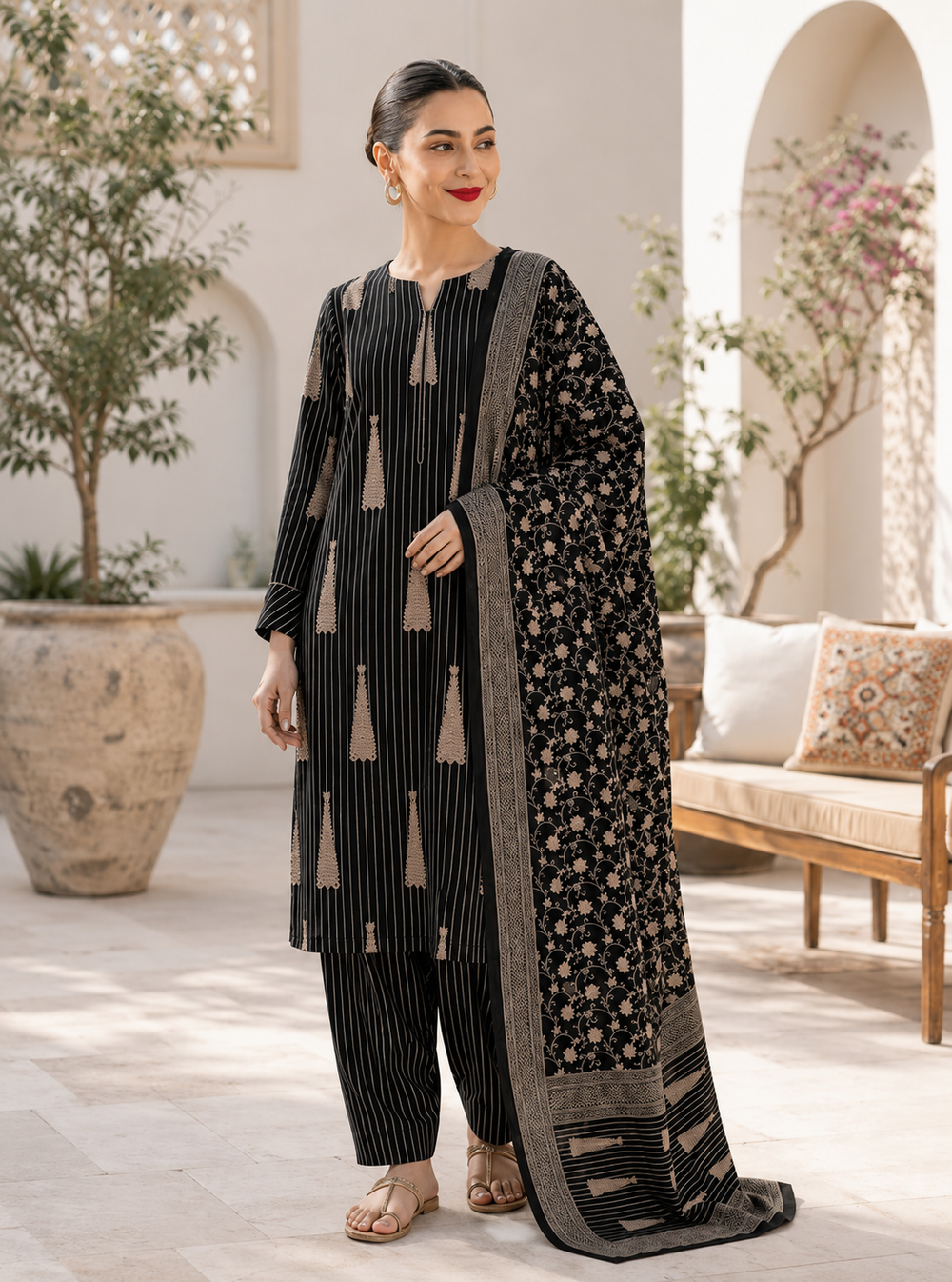 Lawn 3PC Unstitched Suit - BL