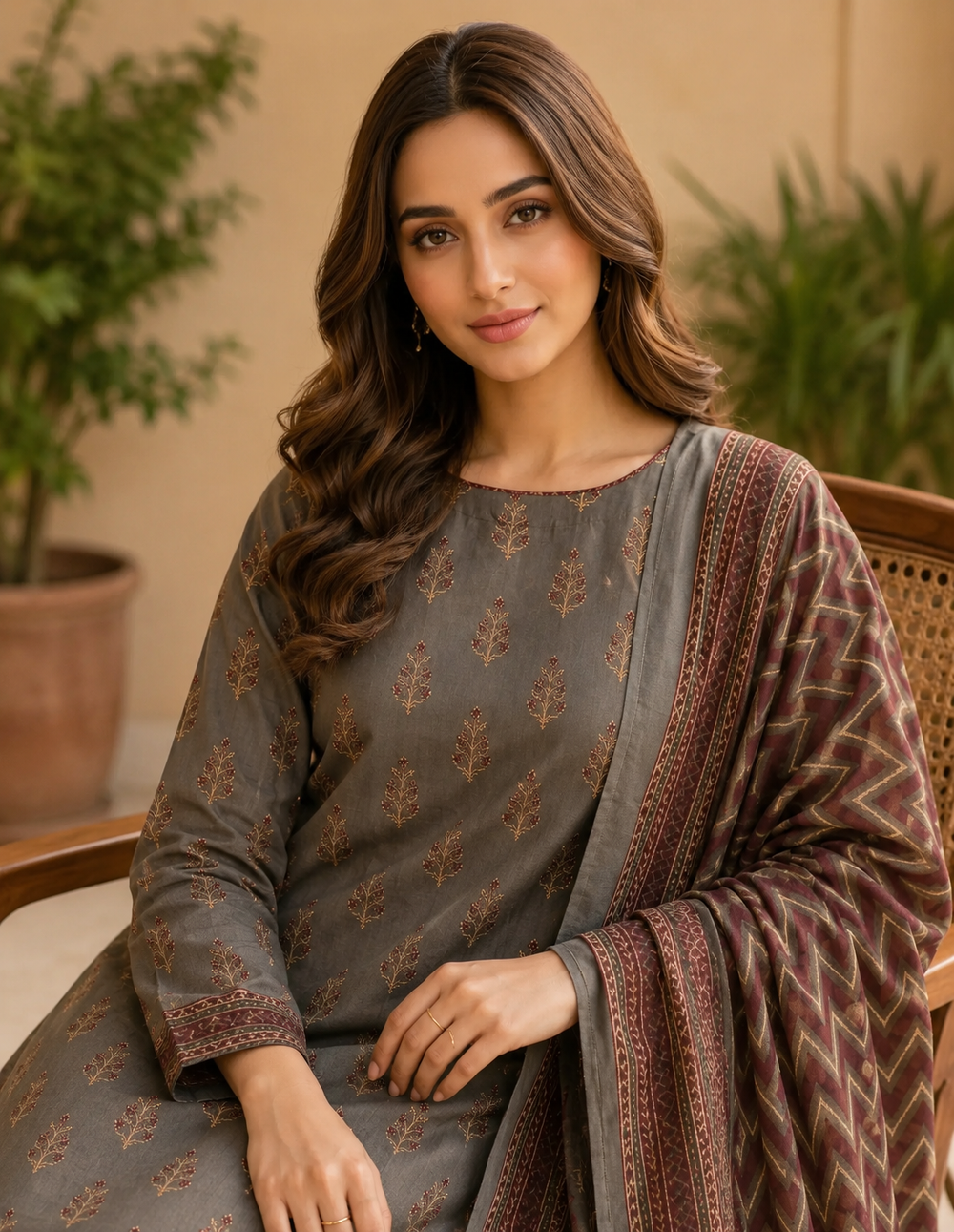 3PCs PRINTED LAWN UNSTITCHED SUIT