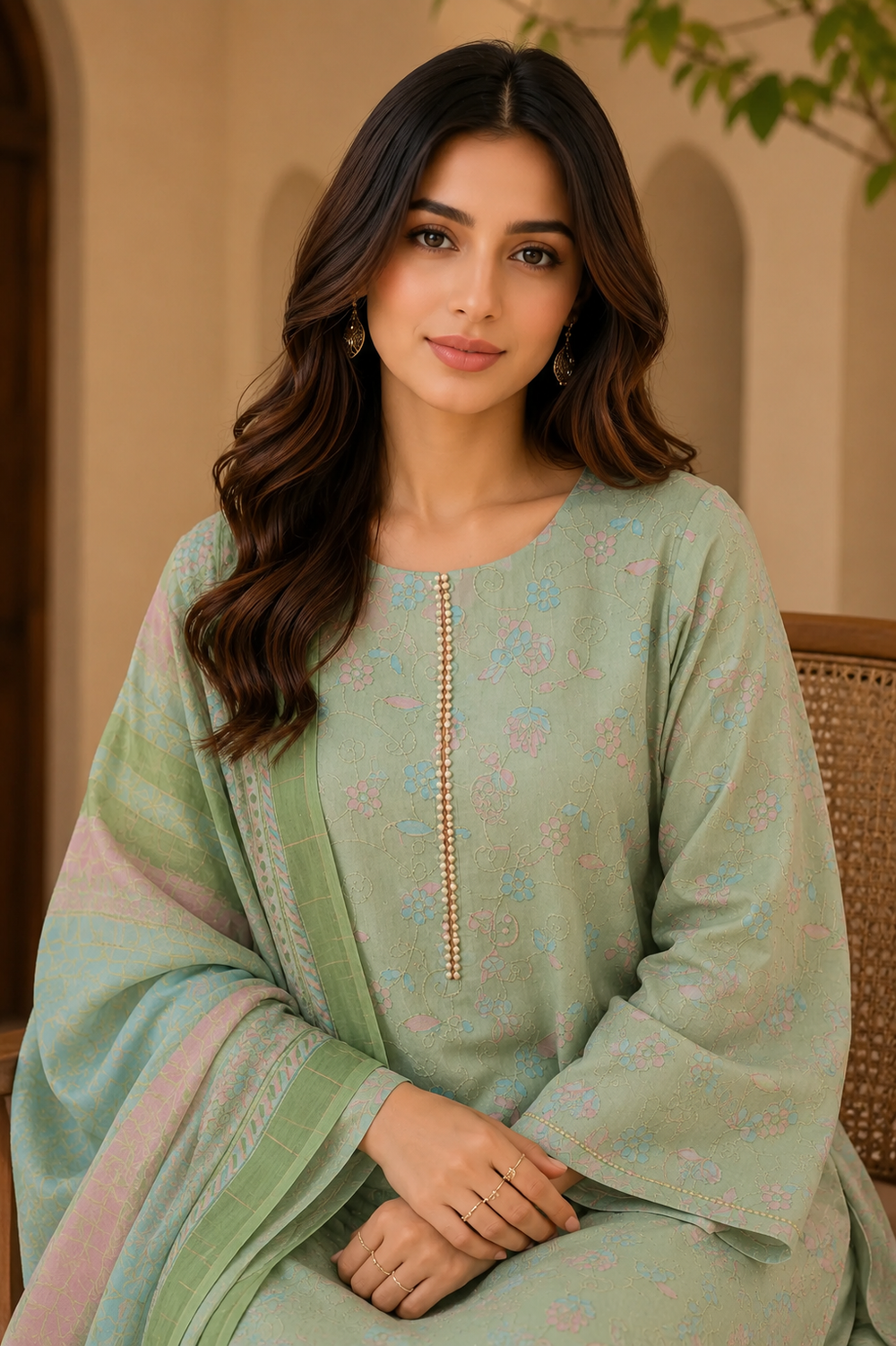 3PCs PRINTED LAWN UNSTITCHED SUIT