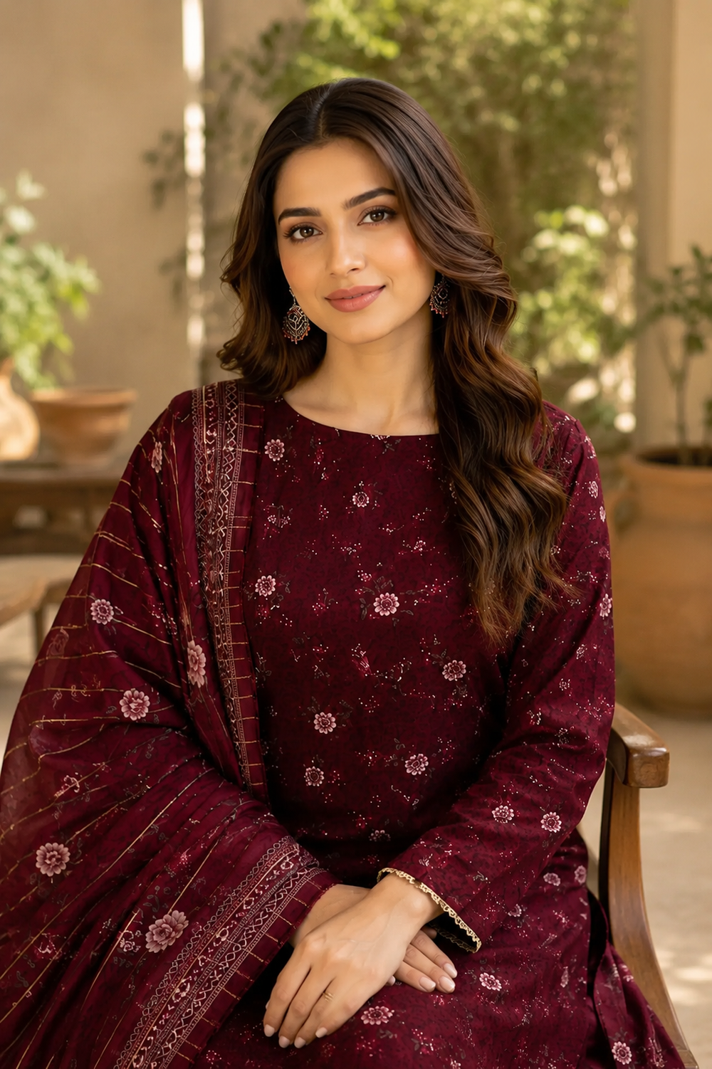 3PCs PRINTED LAWN UNSTITCHED SUIT