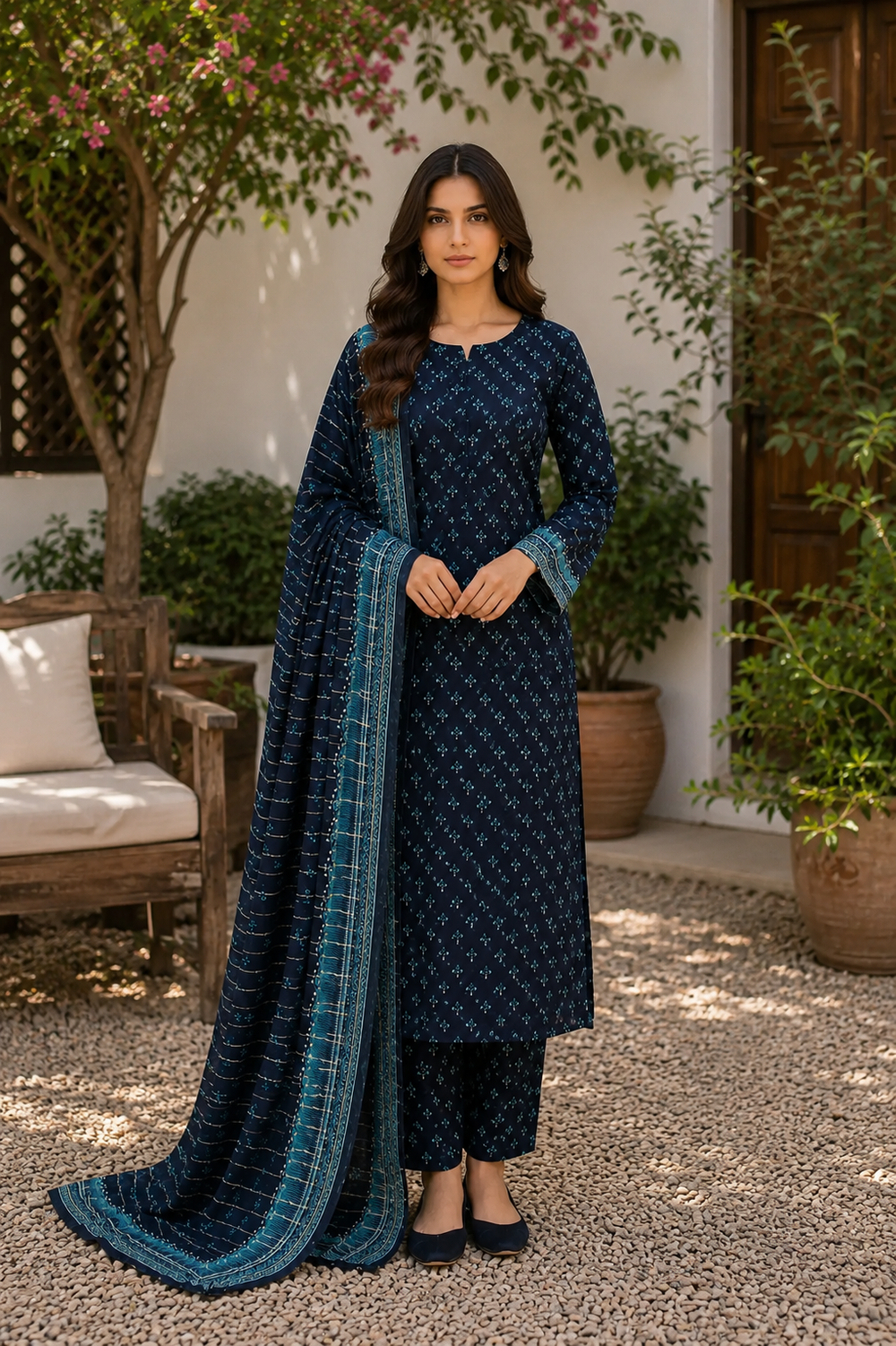 3PCs PRINTED LAWN UNSTITCHED SUIT