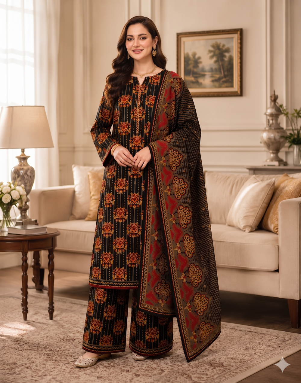 Lawn 3PC Unstitched Suit - BL