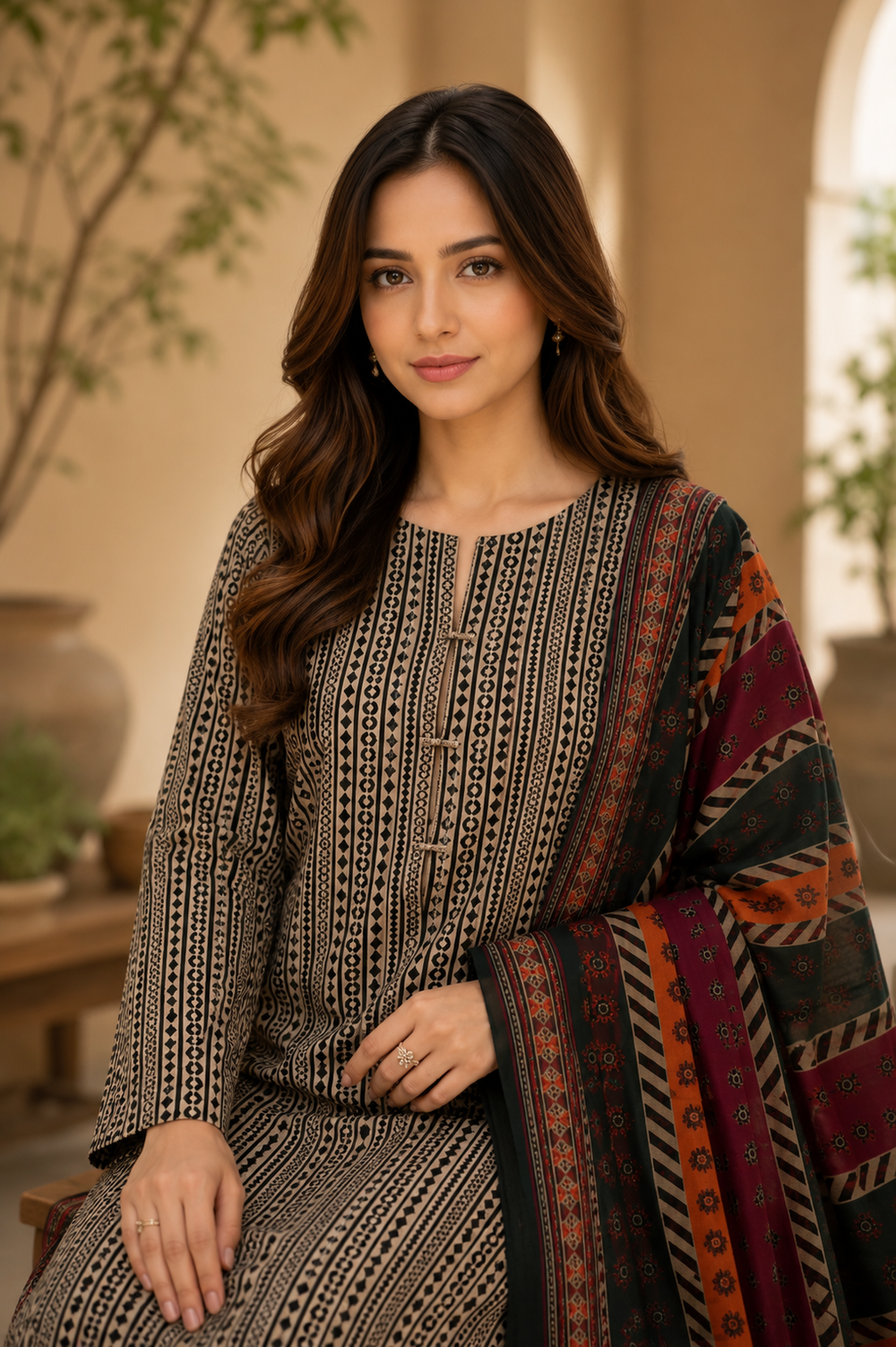 3PCs PRINTED LAWN UNSTITCHED SUIT