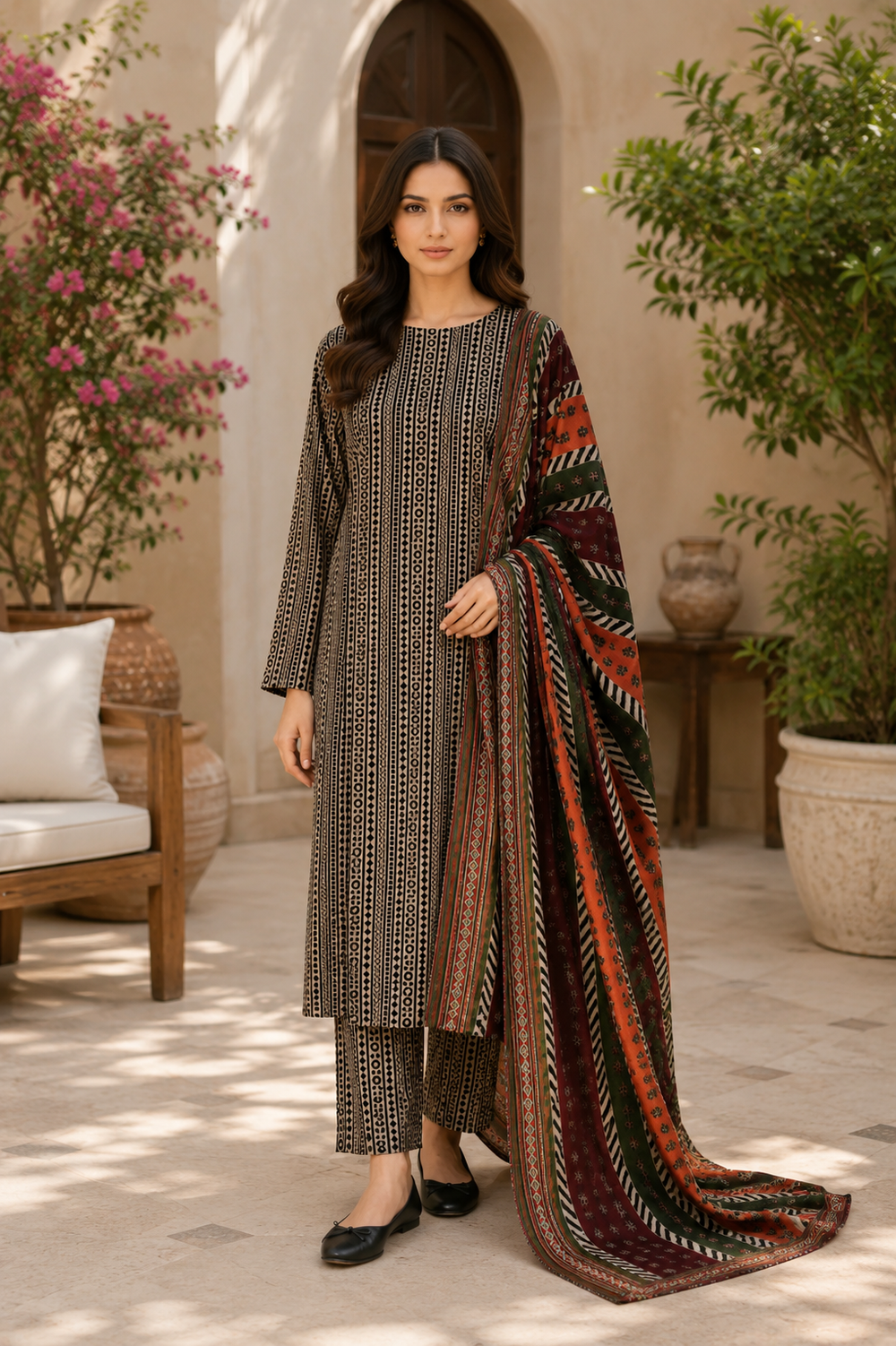 3PCs PRINTED LAWN UNSTITCHED SUIT