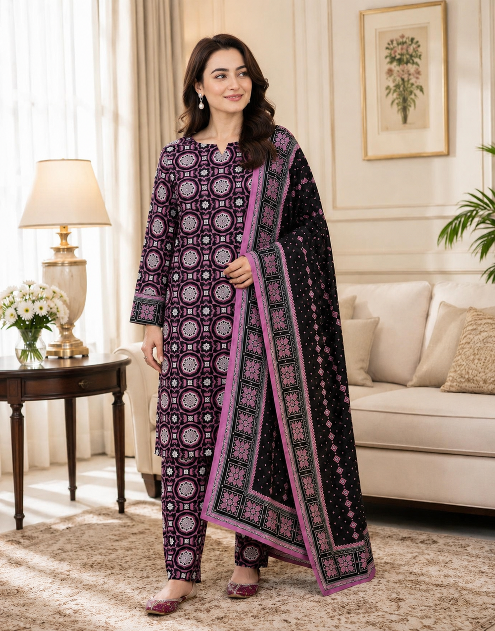Lawn 3PC Unstitched Suit - BL